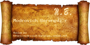 Modrovich Berengár névjegykártya